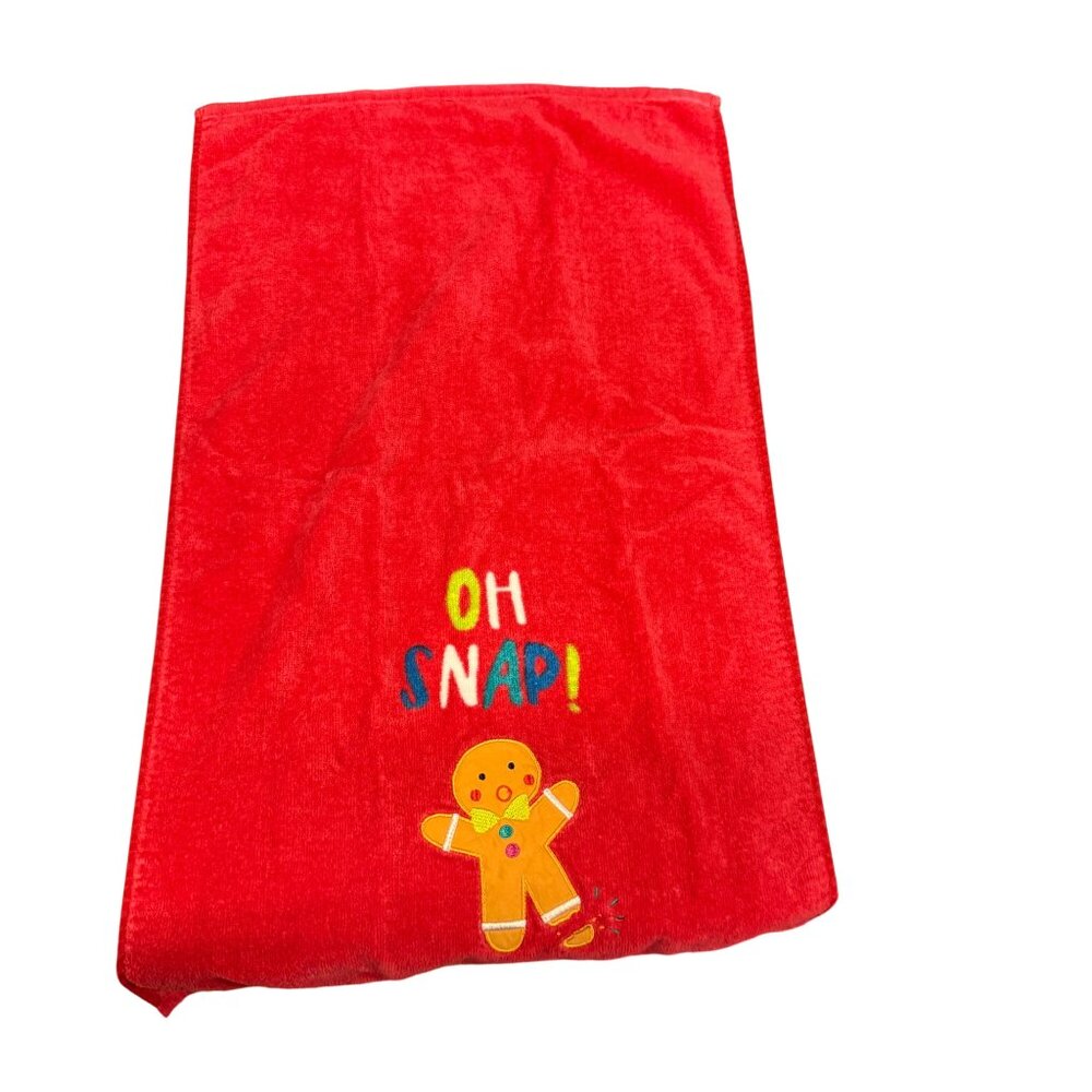 Holiday Decorative Hand Towels Set Of 2 "Oh Snap!" Gingerbread Design With Pom-P - Picture 5 of 5